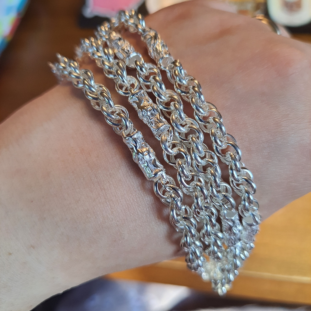 Chunky Solid Sterling Silver Dragon Chain Necklace-Style 2